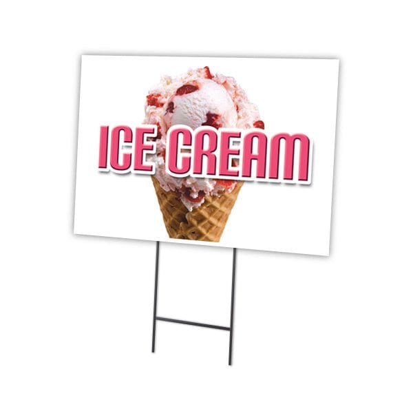 Signmission Ice Cream Yard Sign & Stake outdoor plastic coroplast window, C-1824-DS-Ice Cream C-1824-DS-Ice Cream - main